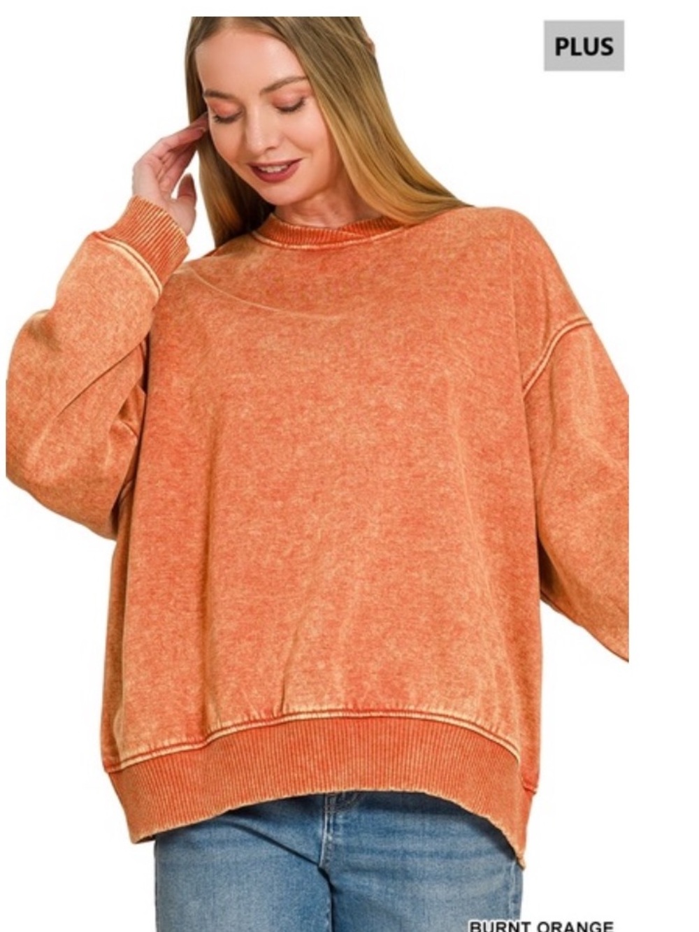 262 FREE SHIPPING Zenana small - 3X bt Orange ACID WASH OVERSIZED
FLEECE - Picture 3 of 3